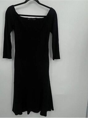Ralph Lauren Black Label Wool Black Long-Sleeve Scoop Neck Dress size 12
